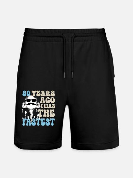 80th Birthday Funny Sayings - Stanley/Stella Trainer Unisex Organic Jogging Shorts - black