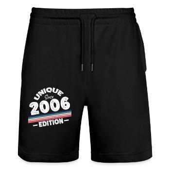 Unique Since 2006 Edition Birthday Vintage 2006 - Stanley/Stella Trainer Unisex Organic Jogging Shorts - black - Front - Nik (191cm) & Marisol (170cm)