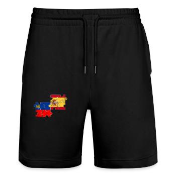 Liechtenstein Spain Vintage Flag - Stanley/Stella Trainer Unisex Organic Jogging Shorts - black - Front - Nik (191cm) & Marisol (170cm)