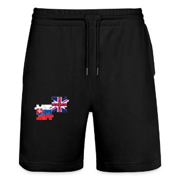Slowakei UK Flagge Britisch Slowakisch - Stanley/Stella Unisex Bio Joggingshorts Trainer  - Schwarz - Vorne - Nik (191cm) & Marisol (170cm)