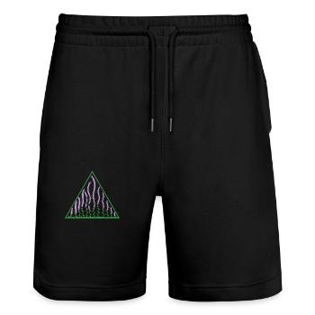 Lavendel im Dreieck Pflanze Garten Duft - Stanley/Stella Unisex Bio Joggingshorts Trainer  - Schwarz - Vorne - Nik (191cm) & Marisol (170cm)