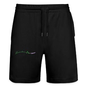 Lavender Garden Plant Environment - Stanley/Stella Trainer Unisex Organic Jogging Shorts - black - Front - Nik (191cm) & Marisol (170cm)
