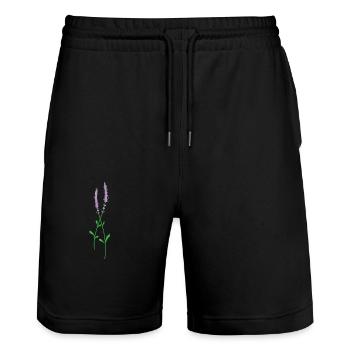 Purple Lavender Herbs Plant - Stanley/Stella Trainer Unisex Organic Jogging Shorts - black - Front - Nik (191cm) & Marisol (170cm)