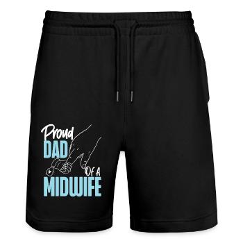 Nurse Midwife Birth Worker Dad - Stanley/Stella Trainer Unisex Organic Jogging Shorts - black - Front - Nik (191cm) & Marisol (170cm)