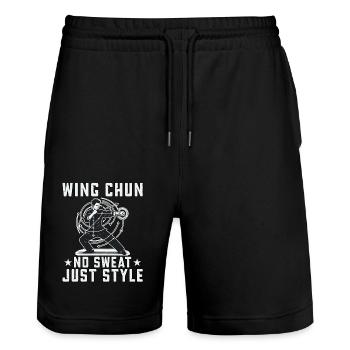 Wing Chun : pas de transpiration, juste du style - Short de jogging bio TRAINER Stanley/Stella unisexe - noir - Devant - Nik (191cm) & Marisol (170cm)