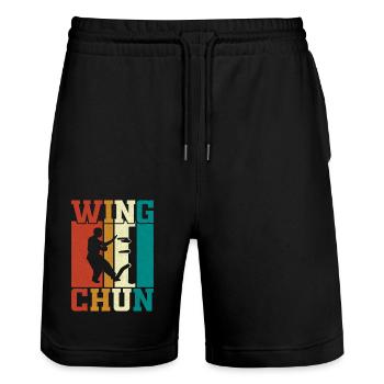 Wing Chun - Short de jogging bio TRAINER Stanley/Stella unisexe - noir - Devant - Nik (191cm) & Marisol (170cm)
