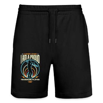 Trombone Player A Short Story I Am A Marching Band - Stanley/Stella Trainer Unisex Organic Jogging Shorts - black - Front - Nik (191cm) & Marisol (170cm)