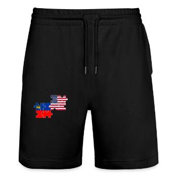 Liechtenstein USA Flagge Liechtensteiner - Stanley/Stella Unisex Bio Joggingshorts Trainer  - Schwarz - Vorne - Nik (191cm) & Marisol (170cm)