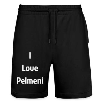I Love Pelmeni - Stanley/Stella Unisex Bio Joggingshorts Trainer  - Schwarz - Vorne - Nik (191cm) & Marisol (170cm)