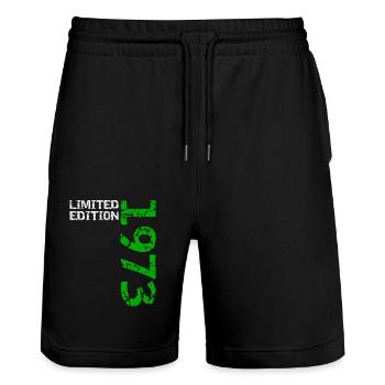 1973 édition limitée anniversaire cadeau femme mari - Short de jogging bio TRAINER Stanley/Stella unisexe - noir - Devant - Nik (191cm) & Marisol (170cm)