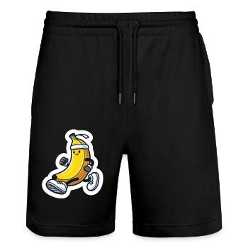 Banane sportive - Short de jogging bio TRAINER Stanley/Stella unisexe - noir - Devant - Nik (191cm) & Marisol (170cm)