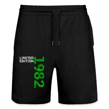 1982 Limited Edition Geburtstag Geschenk Frau Mann - Stanley/Stella Unisex Bio Joggingshorts Trainer  - Schwarz - Vorne - Nik (191cm) & Marisol (170cm)