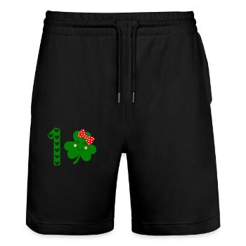 St Patricks Day Accessories Ireland Shamrock Decoration - Stanley/Stella Trainer Unisex Organic Jogging Shorts - black - Front - Nik (191cm) & Marisol (170cm)