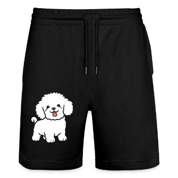 Humor Hund Kleiner Pudel - Stanley/Stella Unisex Bio Joggingshorts Trainer  - Schwarz - Vorne - Nik (191cm) & Marisol (170cm)