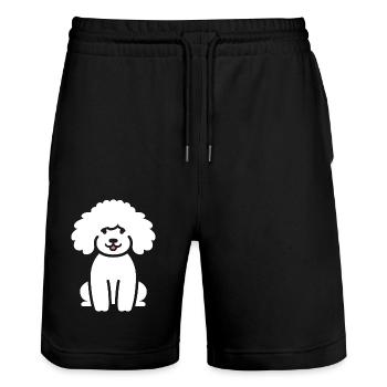 Humour chien petit caniche - Short de jogging bio TRAINER Stanley/Stella unisexe - noir - Devant - Nik (191cm) & Marisol (170cm)