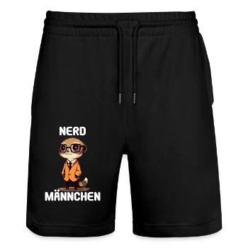 Nerdmännchen Junge Jungen Erdmännchen Nerdy Nerd - Stanley/Stella Unisex Bio Joggingshorts Trainer  - Schwarz - Vorne - Nik (191cm) & Marisol (170cm)