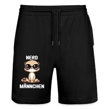 Nerdmännchen Junge Jungen Erdmännchen Nerdy Nerd - Stanley/Stella Unisex Bio Joggingshorts Trainer  - Schwarz - Vorne - Nik (191cm) & Marisol (170cm)