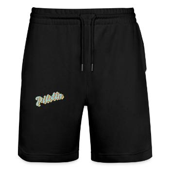 Flugzeug Abschluss-Geschenk Pilotin - Stanley/Stella Unisex Bio Joggingshorts Trainer  - Schwarz - Vorne - Nik (191cm) & Marisol (170cm)