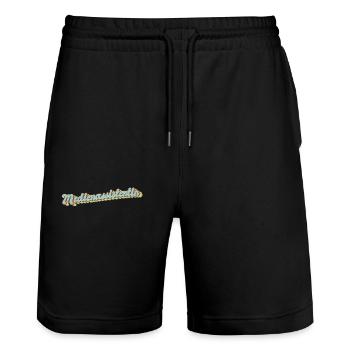 Marketing Abschluss-Geschenk Medienassistentin - Stanley/Stella Unisex Bio Joggingshorts Trainer  - Schwarz - Vorne - Nik (191cm) & Marisol (170cm)