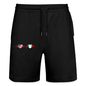 États-Unis Italie Heartbeat Cœur Américain Italien - Short de jogging bio TRAINER Stanley/Stella unisexe - noir - Devant - Nik (191cm) & Marisol (170cm)