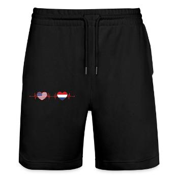 États-Unis Pays-Bas Heartbeat Américain Néerlandais - Short de jogging bio TRAINER Stanley/Stella unisexe - noir - Devant - Nik (191cm) & Marisol (170cm)
