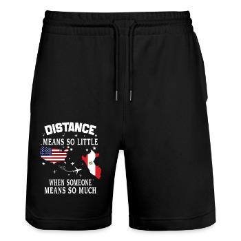 Distanz bedeutet so wenig, wenn jemand viel bedeutet - Stanley/Stella Unisex Bio Joggingshorts Trainer  - Schwarz - Vorne - Nik (191cm) & Marisol (170cm)
