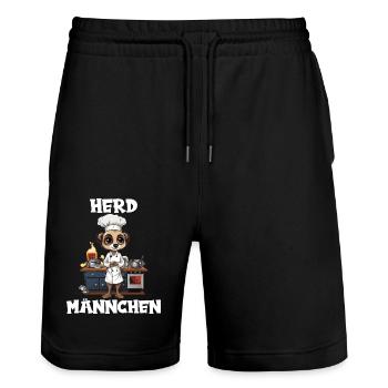 Erdmännchen kochen Koch Kochmütze Herdmännchen - Stanley/Stella Unisex Bio Joggingshorts Trainer  - Schwarz - Vorne - Nik (191cm) & Marisol (170cm)
