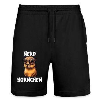 Nerdhörnchen Junge Jungen Erdhörnchen Nerdy Nerd - Stanley/Stella Unisex Bio Joggingshorts Trainer  - Schwarz - Vorne - Nik (191cm) & Marisol (170cm)