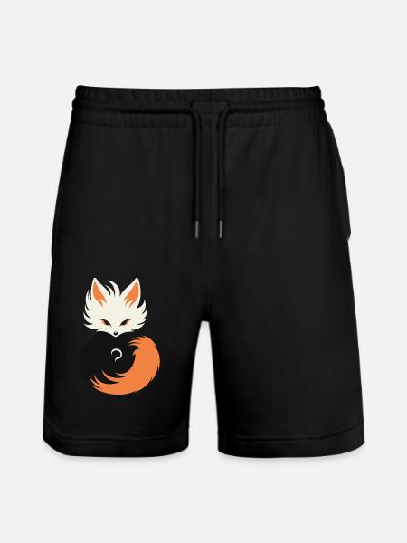 Kitsune Japanese Little Fox Humor - Stanley/Stella Trainer Unisex Organic Jogging Shorts - black