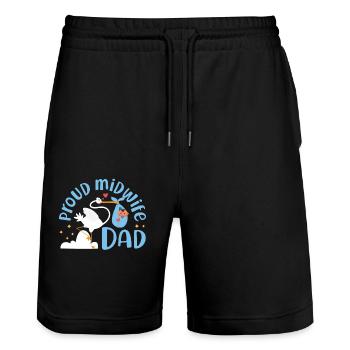 Nurse Midwife Birth Worker Dad - Stanley/Stella Trainer Unisex Organic Jogging Shorts - black - Front - Nik (191cm) & Marisol (170cm)