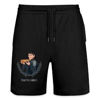 Rieser Grantler // Illustration - Stanley/Stella Unisex Bio Joggingshorts Trainer  - Schwarz - Vorne - Nik (191cm) & Marisol (170cm)