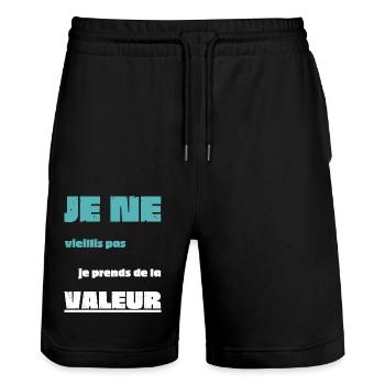 Männer, Frauen, Humorvoll, Humorvolles T-Shirt-Geschenk - Stanley/Stella Unisex Bio Joggingshorts Trainer  - Schwarz - Vorne - Nik (191cm) & Marisol (170cm)
