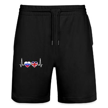 Slowenien UK Herzschlag Flagge Britisch Slowenisch - Stanley/Stella Unisex Bio Joggingshorts Trainer  - Schwarz - Vorne - Nik (191cm) & Marisol (170cm)
