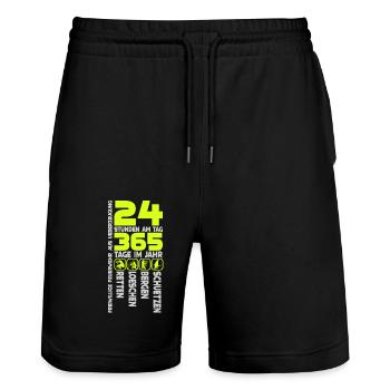 Feuerwehr Retten Loeschen Bergen Schuetzen - Stanley/Stella Unisex Bio Joggingshorts Trainer  - Schwarz - Vorne - Nik (191cm) & Marisol (170cm)