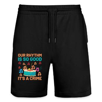 Drum Corps Marching Band Drum Corp Music Percussio - Stanley/Stella Unisex Bio Joggingshorts Trainer  - Schwarz - Vorne - Nik (191cm) & Marisol (170cm)
