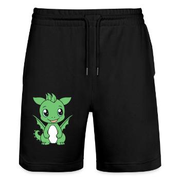 Baby Dragon - Stanley/Stella Trainer Unisex Organic Jogging Shorts - black - Front - Nik (191cm) & Marisol (170cm)