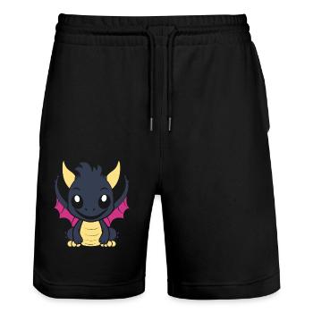Baby Dragon - Stanley/Stella Trainer Unisex Organic Jogging Shorts - black - Front - Nik (191cm) & Marisol (170cm)