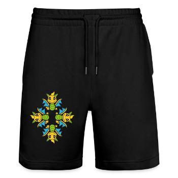 Baby Dragon - Stanley/Stella Trainer Unisex Organic Jogging Shorts - black - Front - Nik (191cm) & Marisol (170cm)