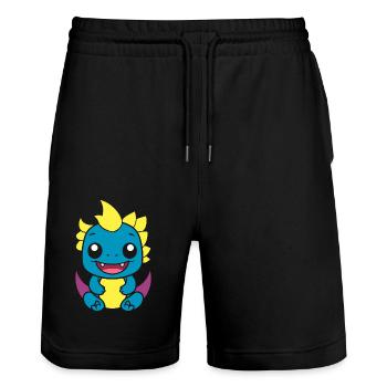 Baby Dragon - Stanley/Stella Trainer Unisex Organic Jogging Shorts - black - Front - Nik (191cm) & Marisol (170cm)