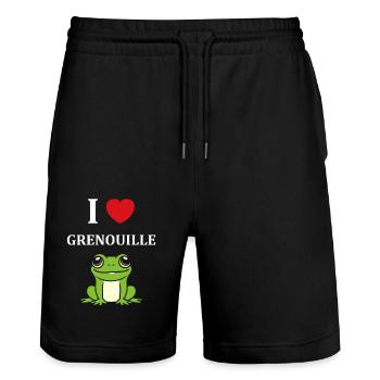Petite grenouille - Short de jogging bio TRAINER Stanley/Stella unisexe - noir - Devant - Nik (191cm) & Marisol (170cm)