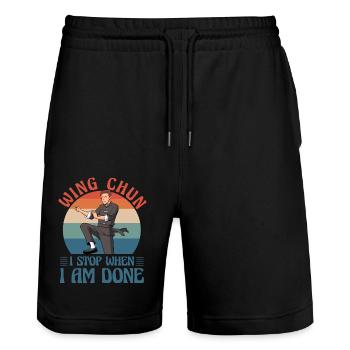 Wing Chun I stop when I am done - Stanley/Stella Trainer Unisex Organic Jogging Shorts - black - Front - Nik (191cm) & Marisol (170cm)