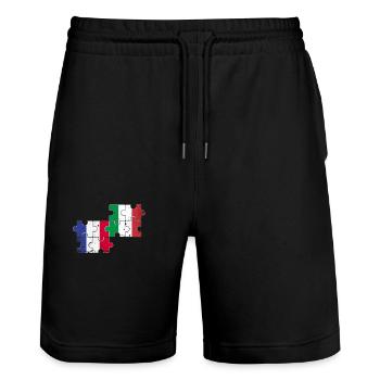 Frankreich Italien Vintage Flagge Franzose - Stanley/Stella Unisex Bio Joggingshorts Trainer  - Schwarz - Vorne - Nik (191cm) & Marisol (170cm)