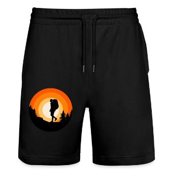 Hiking Clothing Outdoor Backpacking Camping - Stanley/Stella Trainer Unisex Organic Jogging Shorts - black - Front - Nik (191cm) & Marisol (170cm)