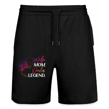 Doula Birth Worker Mom Wife. Mom. - Stanley/Stella Trainer Unisex Organic Jogging Shorts - black - Front - Nik (191cm) & Marisol (170cm)