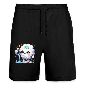 Aquarius Zodiac Sign Kawaii Character Birthday - Stanley/Stella Trainer Unisex Organic Jogging Shorts - black - Front - Nik (191cm) & Marisol (170cm)