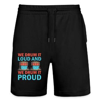 Corps de tambours Fanfare Drum Corp Musique Percussio - Short de jogging bio TRAINER Stanley/Stella unisexe - noir - Devant - Nik (191cm) & Marisol (170cm)