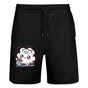 Wassermann Sternzeichen Kawaii Charakter Sternzeichen - Stanley/Stella Unisex Bio Joggingshorts Trainer  - Schwarz - Vorne - Nik (191cm) & Marisol (170cm)