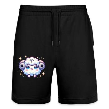 Aries Zodiac Sign Kawaii Character Birthdayd - Stanley/Stella Trainer Unisex Organic Jogging Shorts - black - Front - Nik (191cm) & Marisol (170cm)