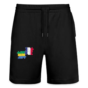 Gabon France Flag French Gabonese - Stanley/Stella Trainer Unisex Organic Jogging Shorts - black - Front - Nik (191cm) & Marisol (170cm)