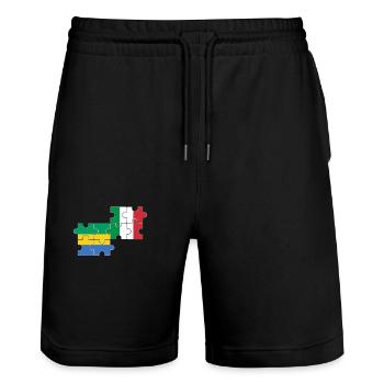 Gabon, Italy, flag, Italian, Gabonese - Stanley/Stella Trainer Unisex Organic Jogging Shorts - black - Front - Nik (191cm) & Marisol (170cm)